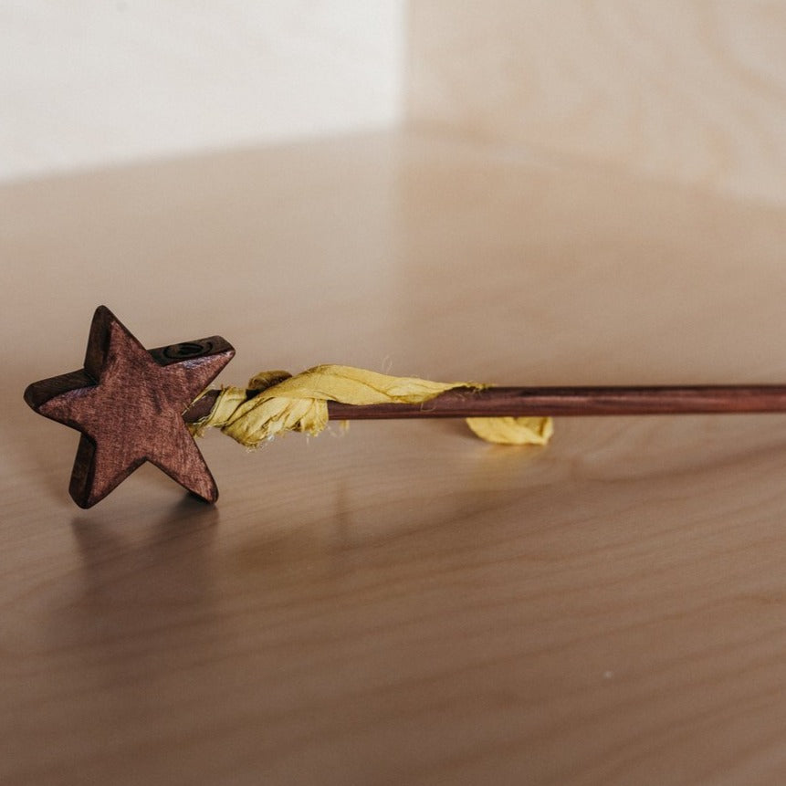 Star Wooden Wand - Dark Tone - The Woodlands - Hilltop Toys