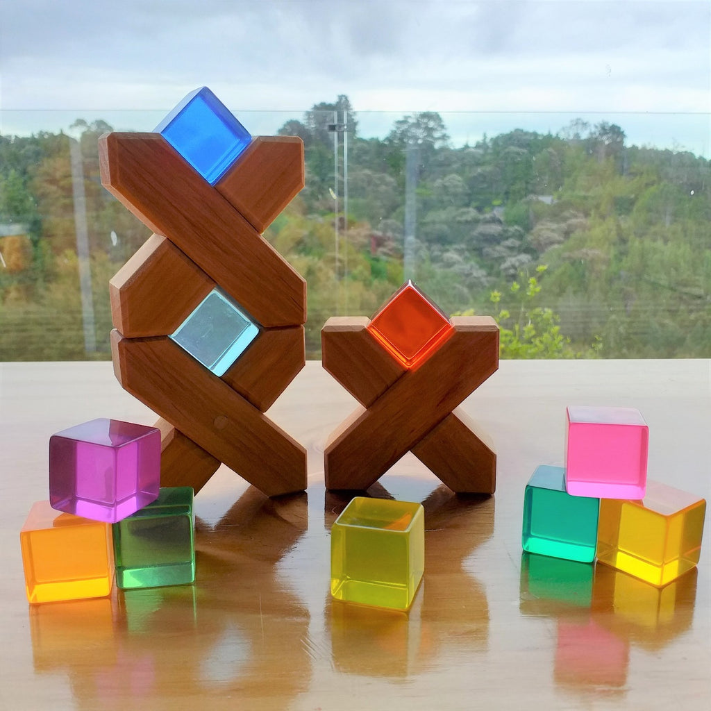 Bauspiel X-Shape Building Pieces (24 pc with tray) - Bauspiel - Hilltop Toys