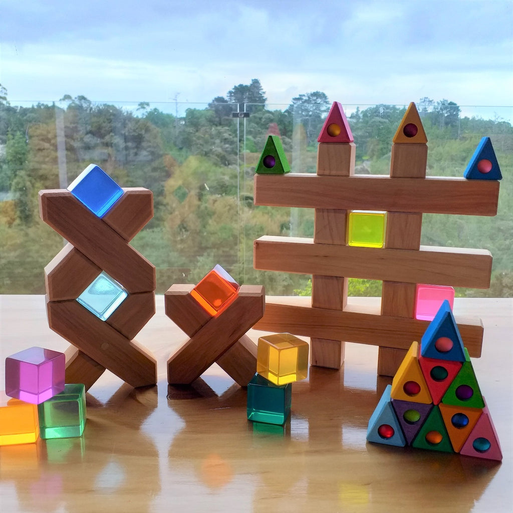 Bauspiel Wooden Gem Inset Triangles (20 pc) - Bauspiel - Hilltop Toys