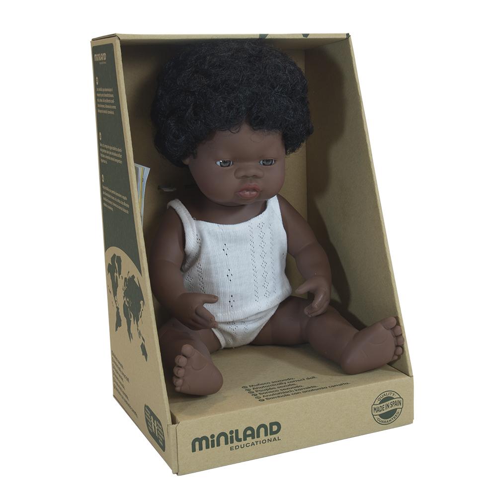 Miniland Doll African Girl 38cm - Miniland - Hilltop Toys