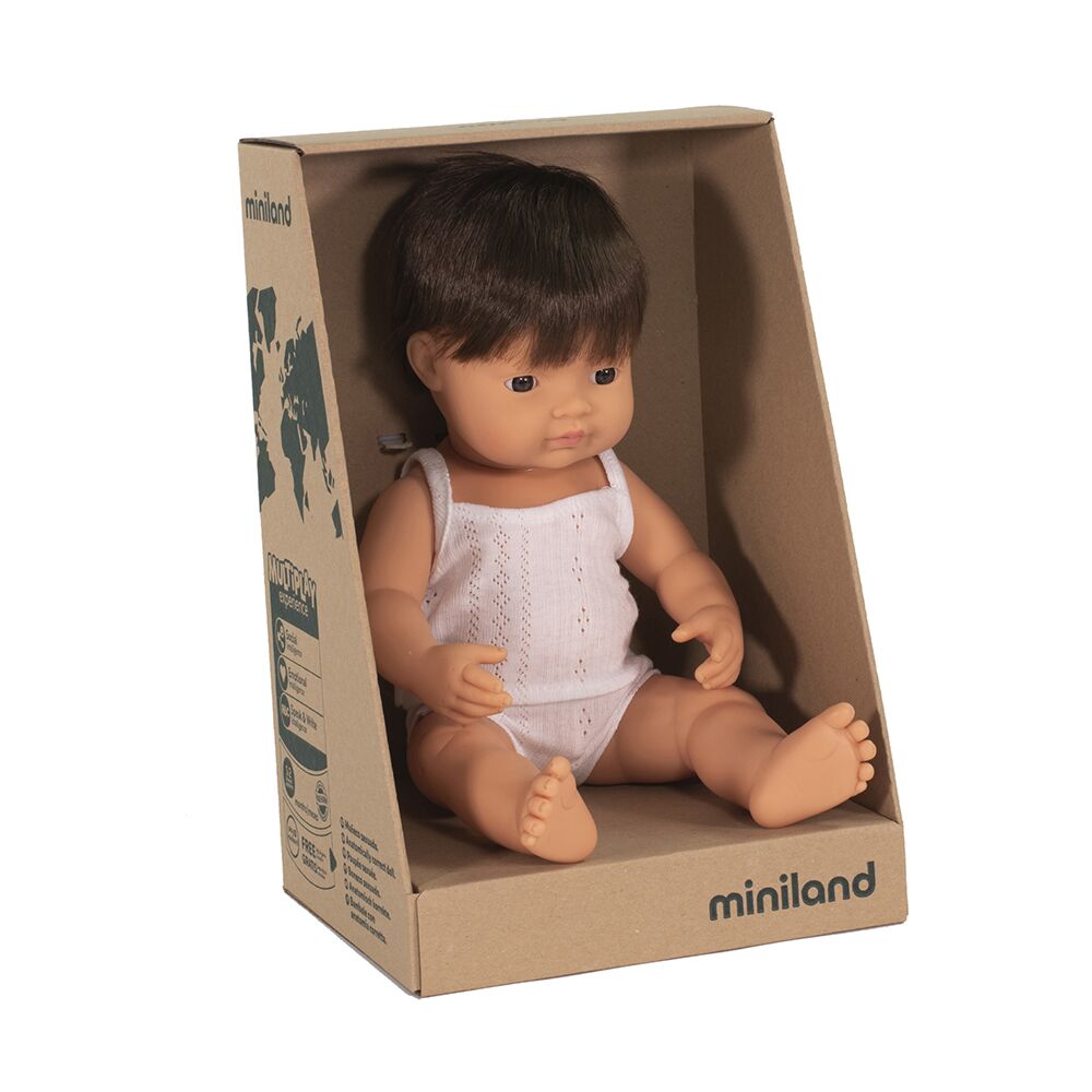 Miniland Doll Caucasian Brunette Boy 38cm - Miniland - Hilltop Toys