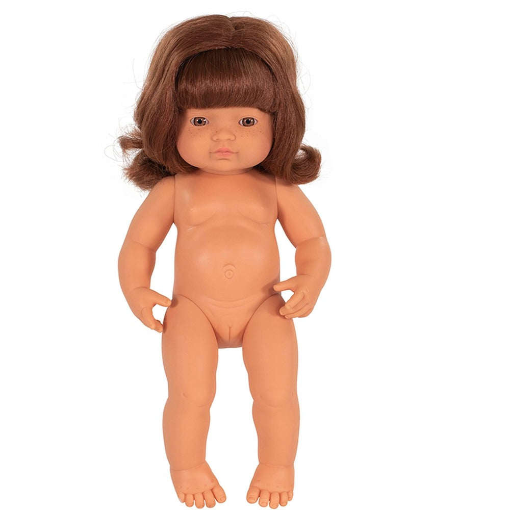 Miniland Doll Caucasian Auburn Girl 38cm - Miniland - Hilltop Toys