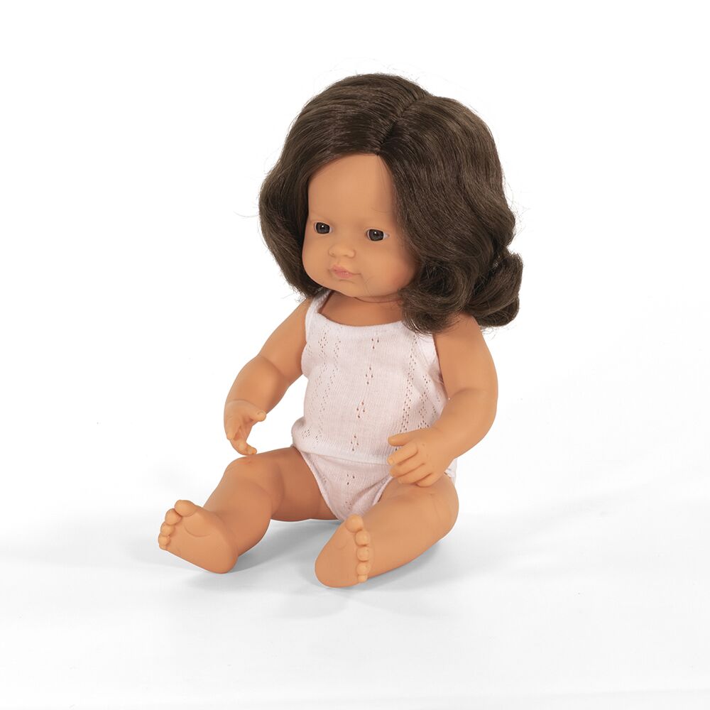Miniland Doll Caucasian Brunette Girl 38cm - Miniland - Hilltop Toys
