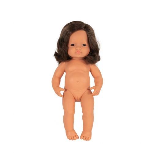 Miniland Doll Caucasian Brunette Girl 38cm - Miniland - Hilltop Toys