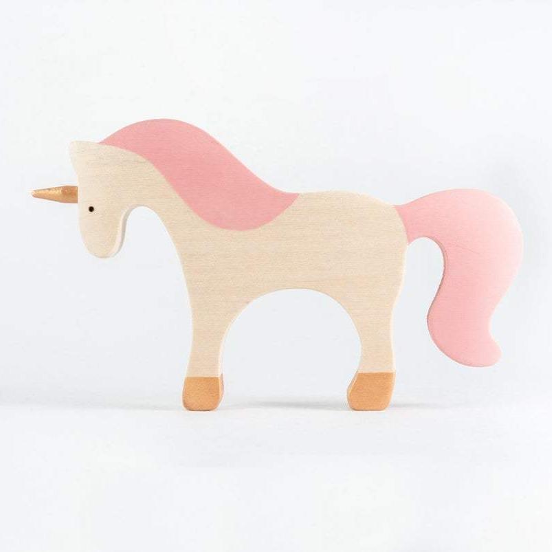 Wooden Unicorn with Pink Mane - Mikheev Manufactory - Hilltop Toys