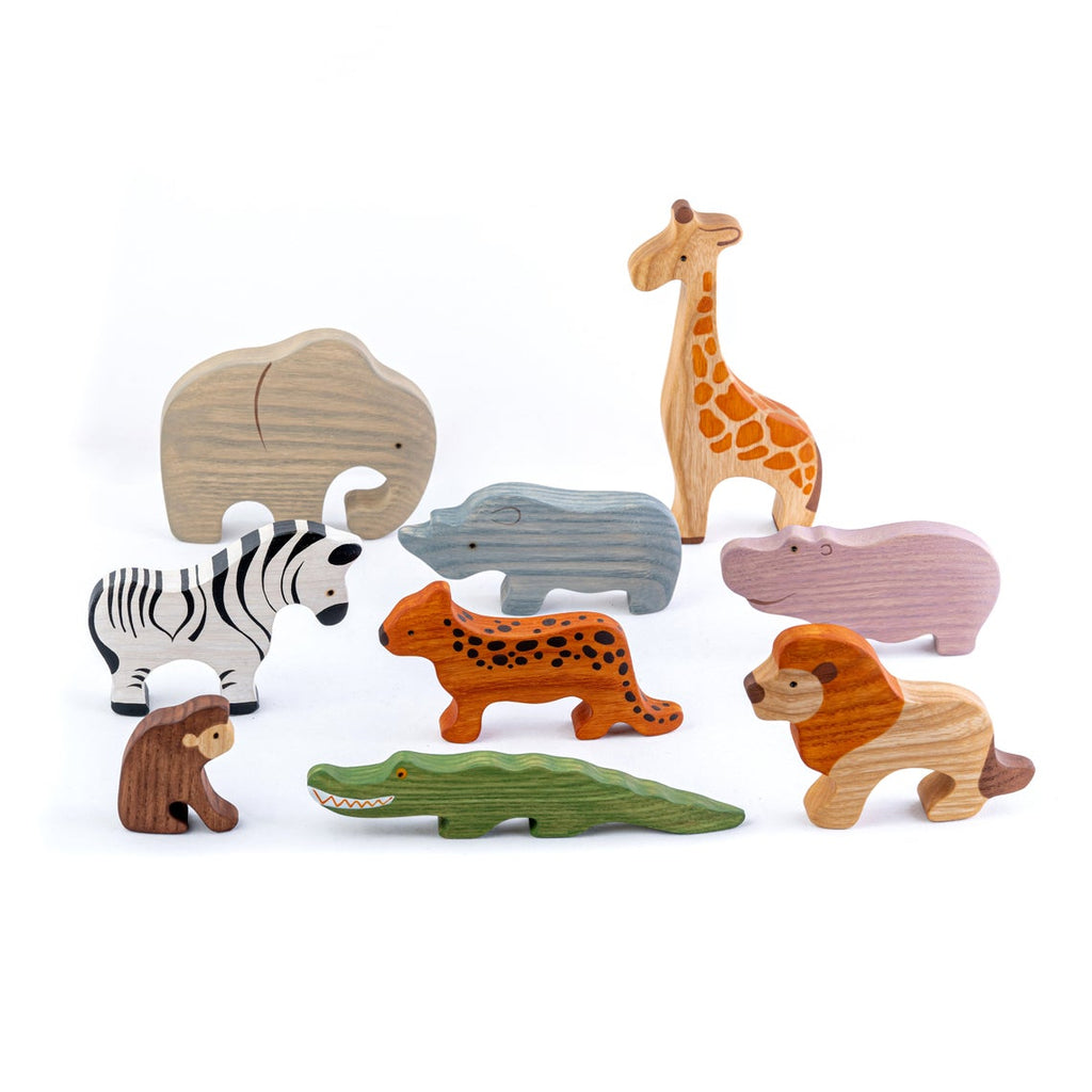 Wooden African Animals (set of 9) - Mikheev Manufactory - Hilltop Toys