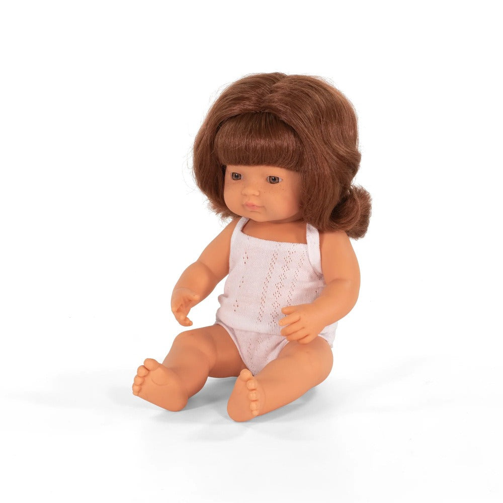 Miniland Doll Caucasian Auburn Girl 38cm - Miniland - Hilltop Toys