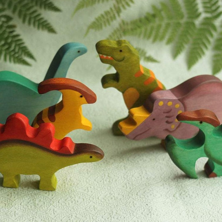 Wooden Dinosaurs (set of 6) - Mikheev Manufactory - Hilltop Toys