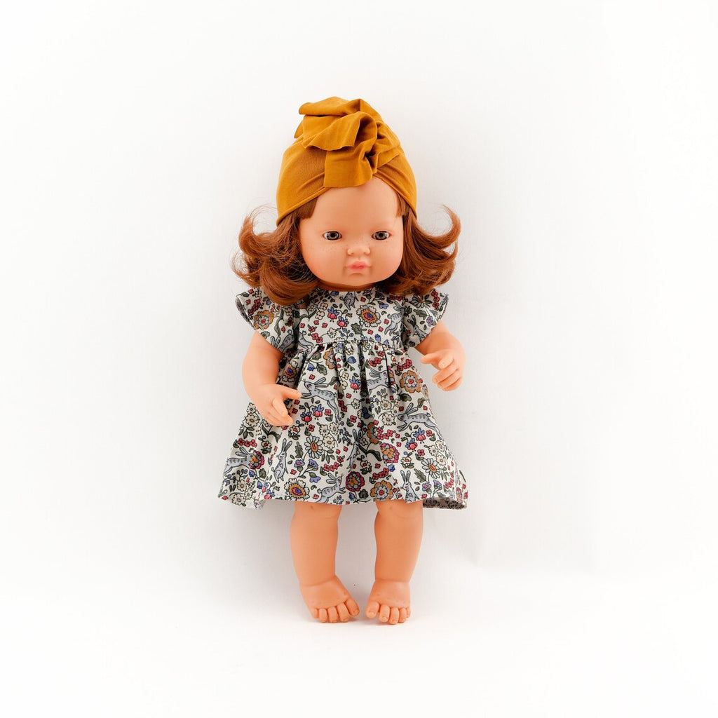 Cotton Dress & Mustard Turban - 38cm - Przytullale - Hilltop Toys