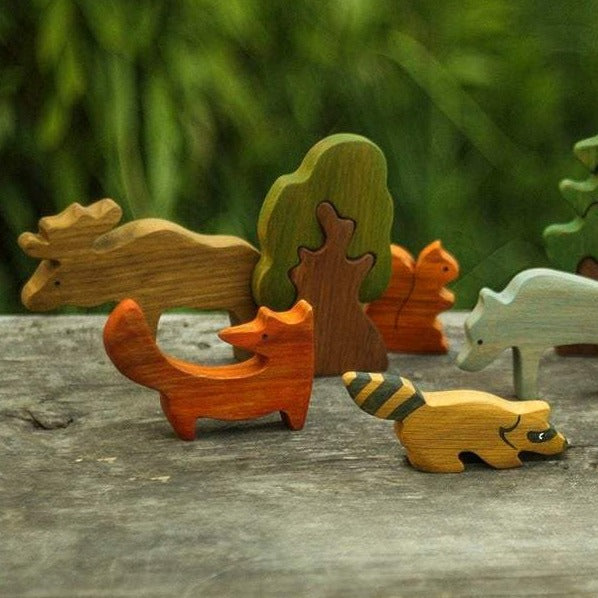 Wooden Forest Animals (set of 9) - Mikheev Manufactory - Hilltop Toys