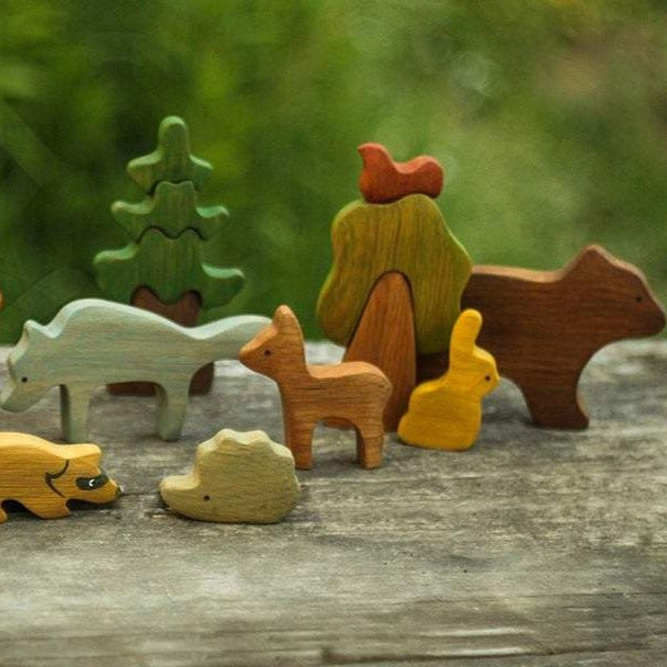 Wooden Forest Animals (set of 9) - Mikheev Manufactory - Hilltop Toys
