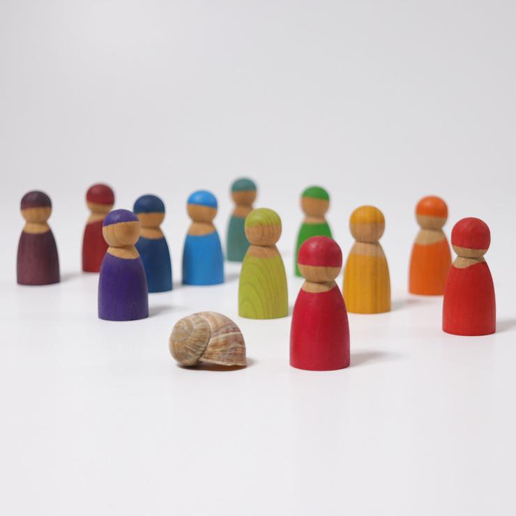 Grimm's Rainbow Friends Wooden Dolls - Grimm's Wooden Toys - Hilltop Toys