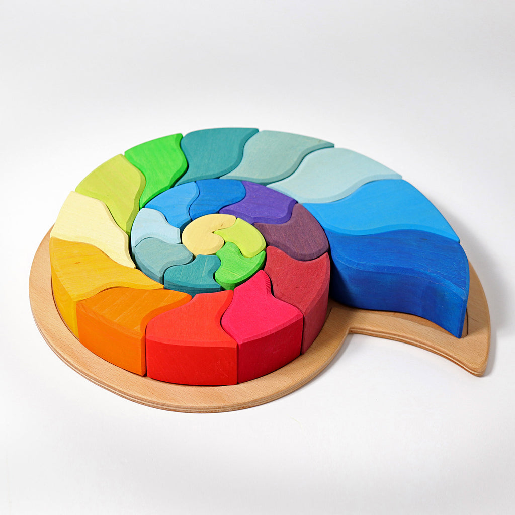 Grimm's Building Blocks - Ammonite (Snail) Puzzle - Grimm's Wooden Toys - Hilltop Toys