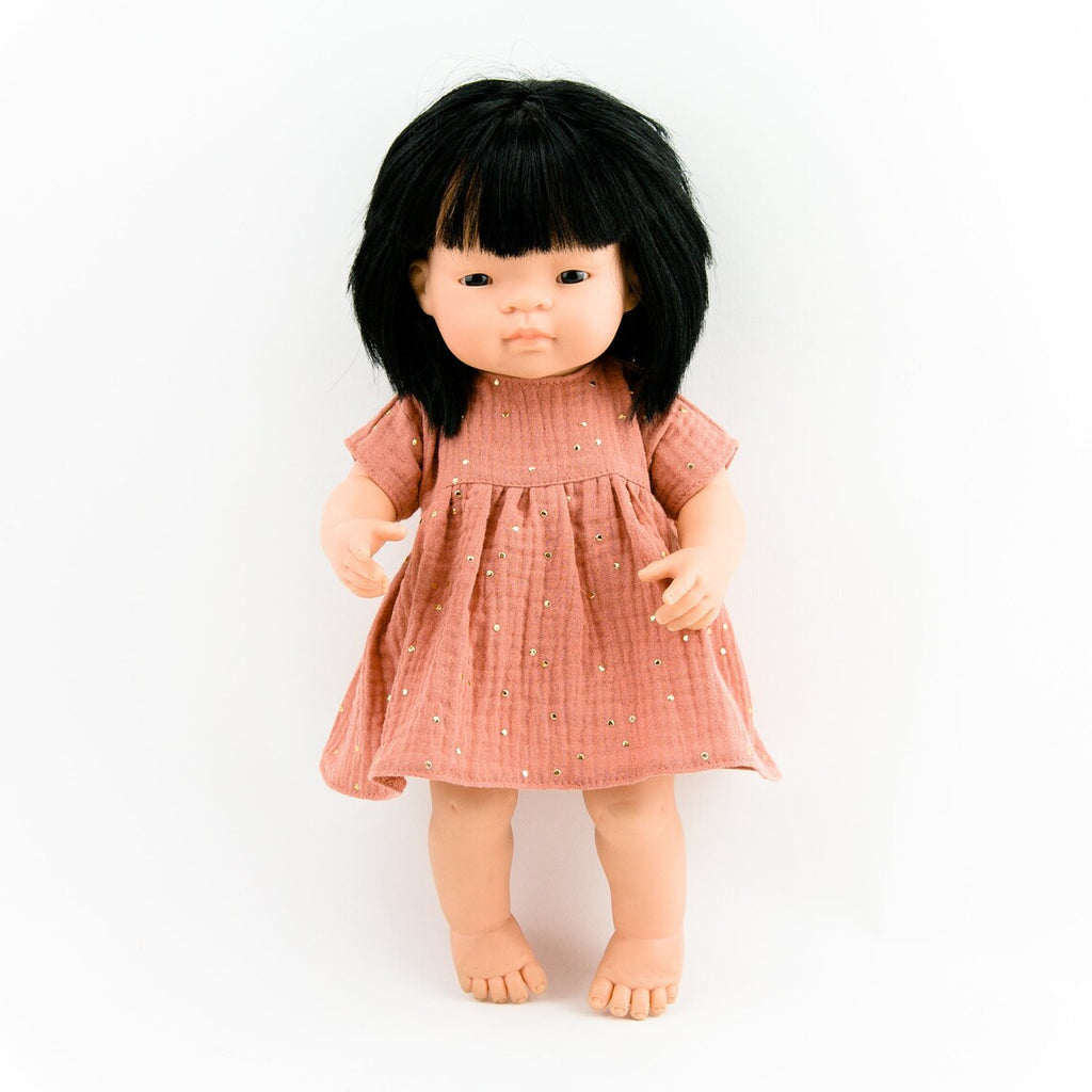 Rose Gold Muslin Dress - 38cm - Przytullale - Hilltop Toys