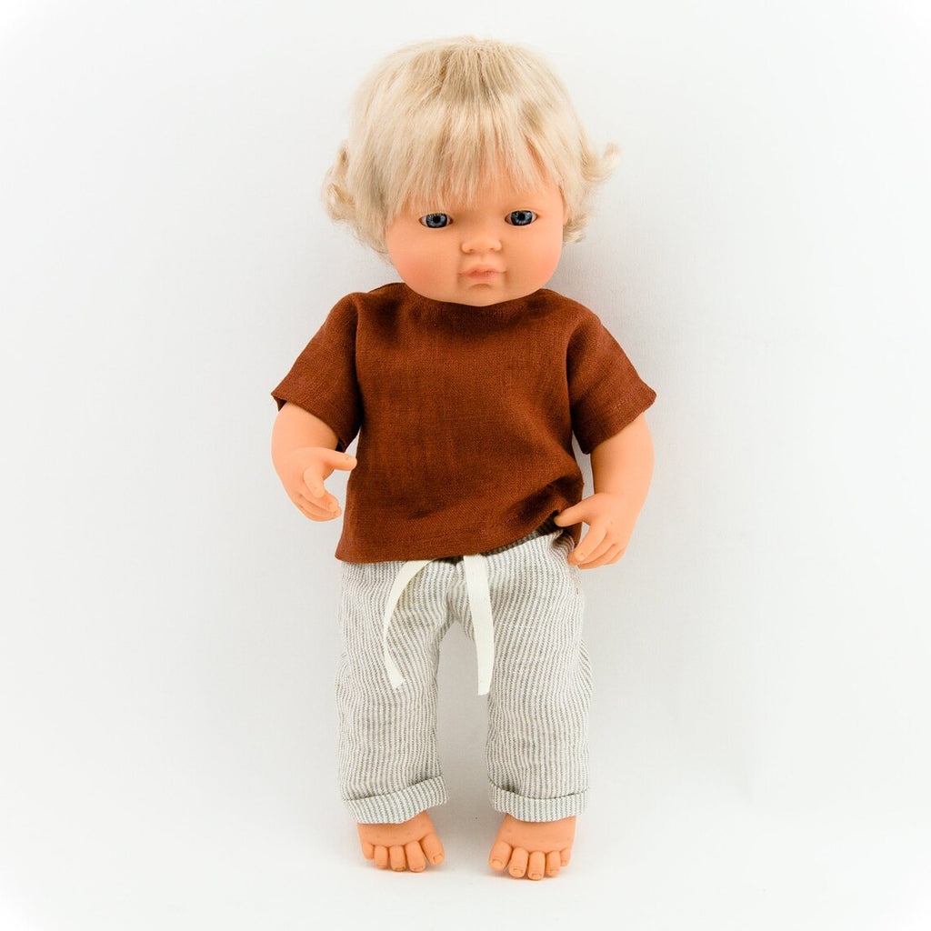 Linen Pants & Copper Shirt - 38cm - Przytullale - Hilltop Toys