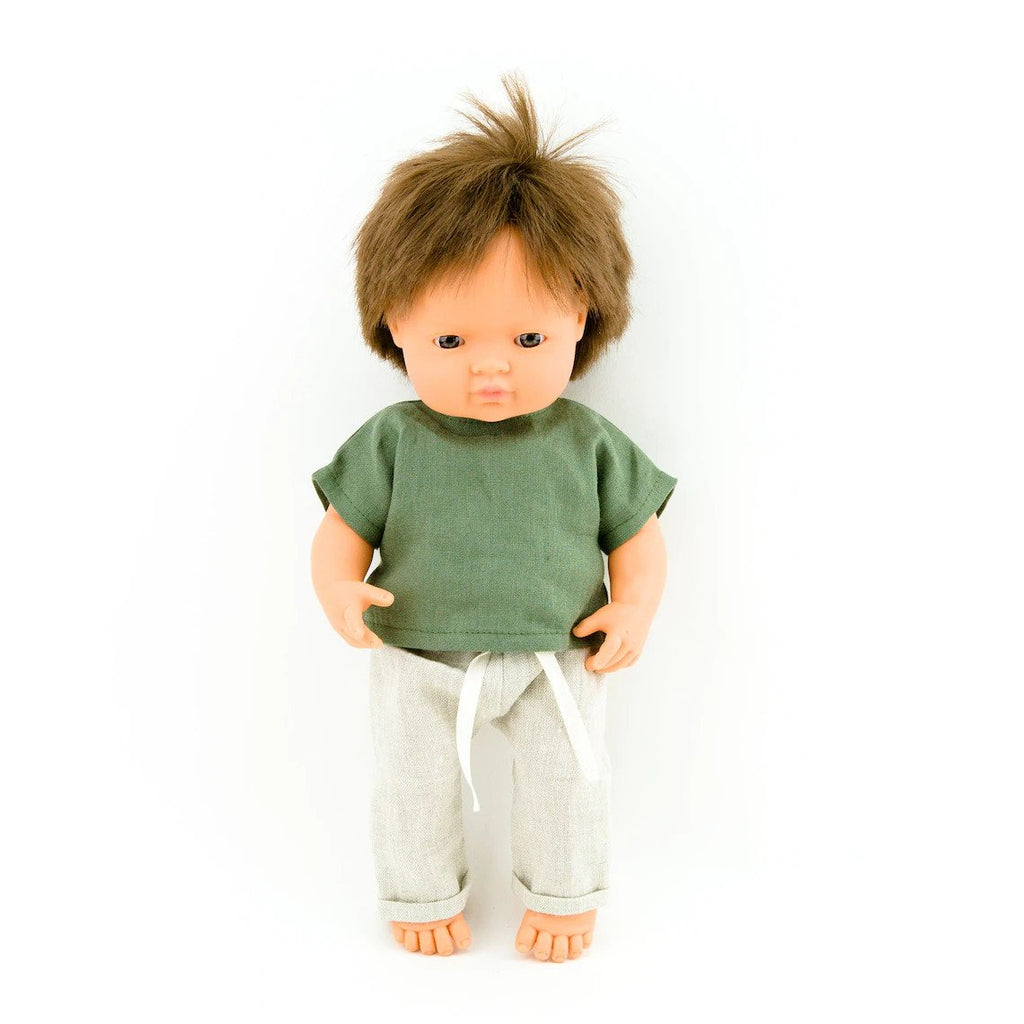 Linen Pants & Green Shirt - 38cm - Przytullale - Hilltop Toys