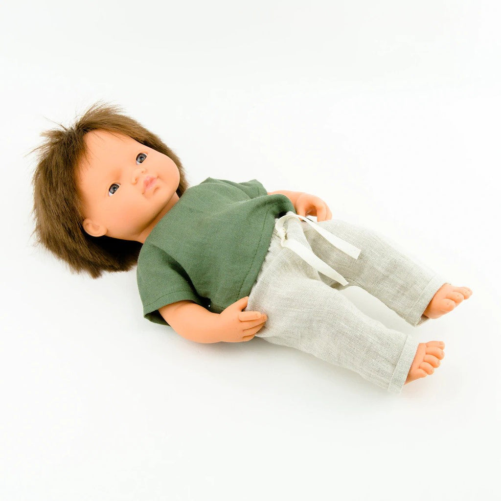 Linen Pants & Green Shirt - 38cm - Przytullale - Hilltop Toys