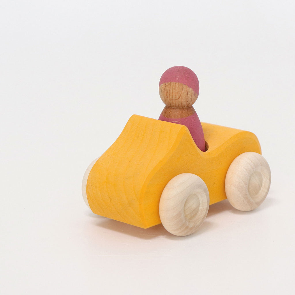 Small Yellow Convertible - Grimm's Wooden Toys - Hilltop Toys