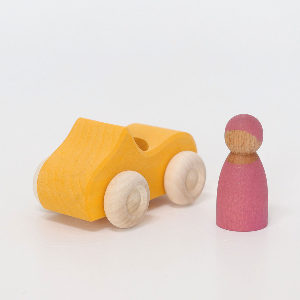 Small Yellow Convertible - Grimm's Wooden Toys - Hilltop Toys