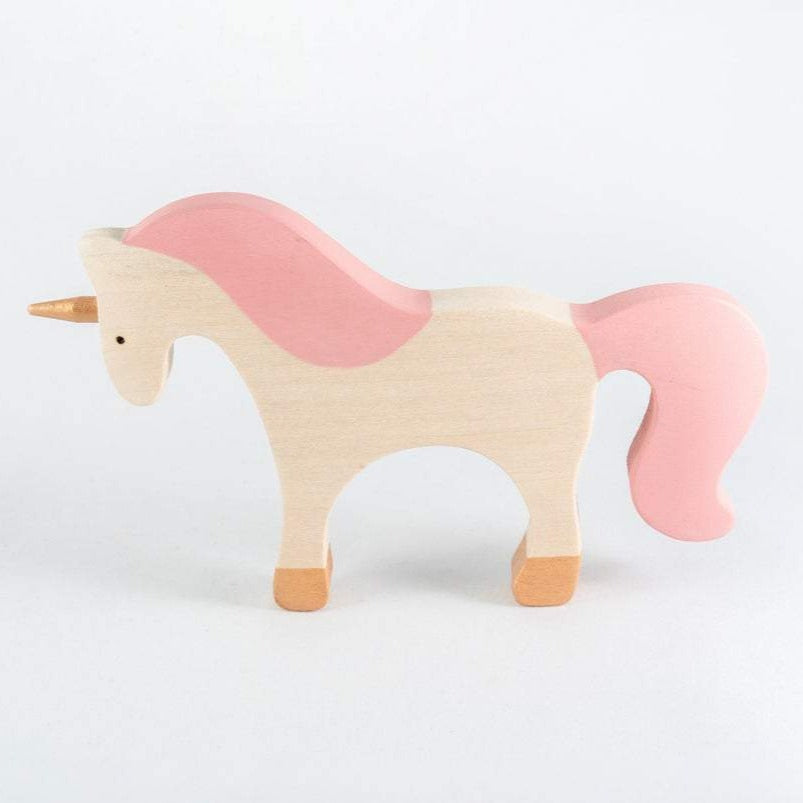 Wooden Unicorn with Pink Mane - Mikheev Manufactory - Hilltop Toys