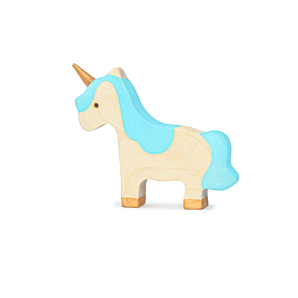 Wooden Baby Unicorn with Blue Mane - Mikheev Manufactory - Hilltop Toys