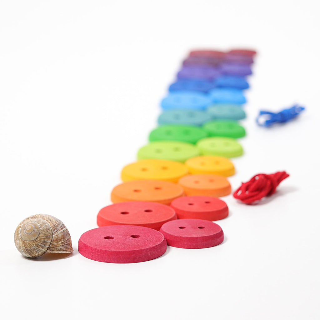 Grimm's Rainbow Threading Buttons - Grimm's Wooden Toys - Hilltop Toys