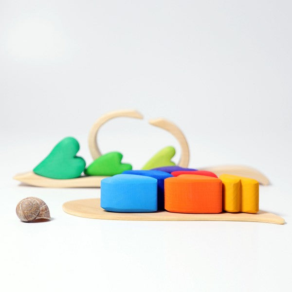 Grimm's Rainbow Hearts - Coloured Blocks - Grimm's Wooden Toys - Hilltop Toys